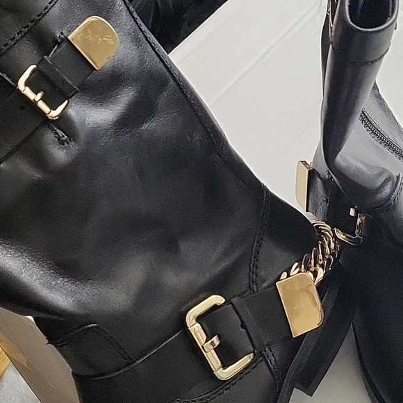 Guess Girton Black Boots with Gold Buckles 6.5 M - Picture 6 of 10